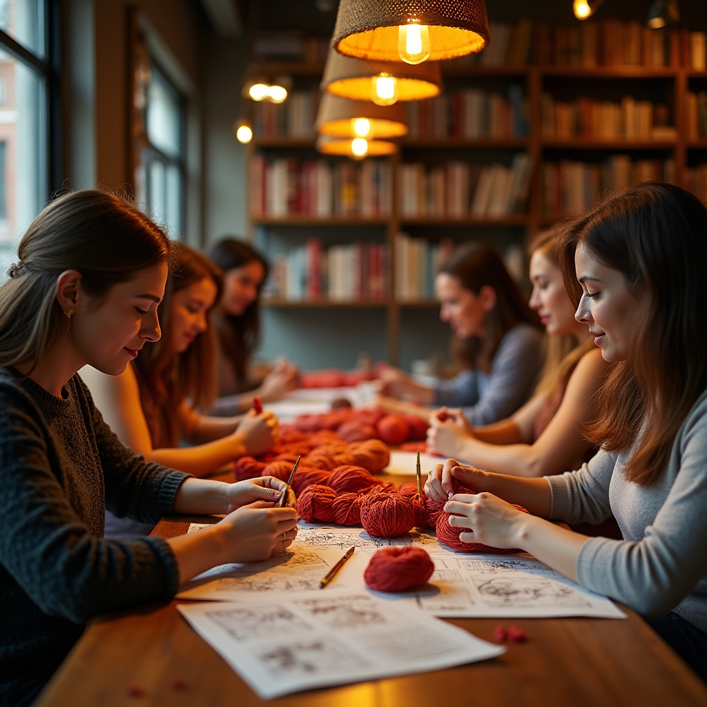 Lezione di uncinetto in un caffè letterario di Bologna